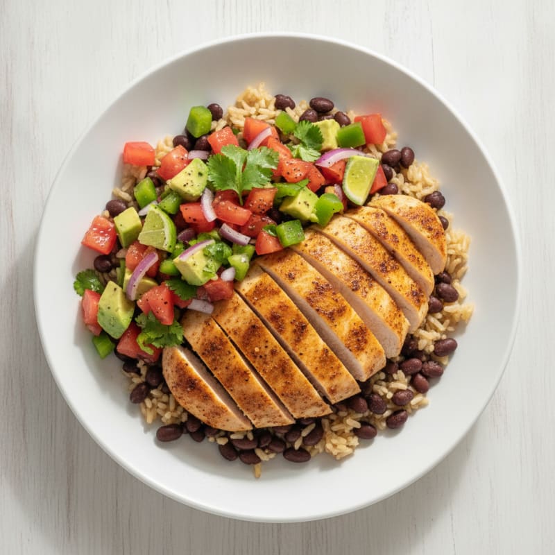 Chicken Burrito Bowl with Salsa Fresca