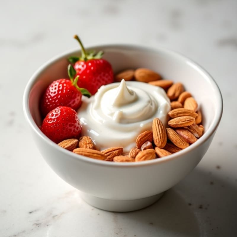 Creamy Greek Yogurt with Fresh Strawberries and Crunchy Almonds