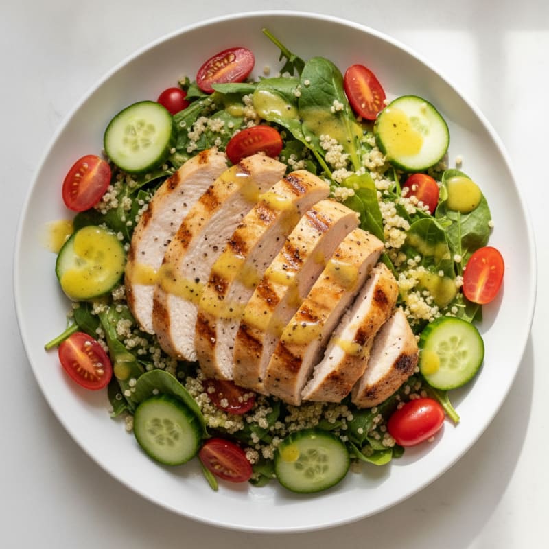 Grilled Turkey Breast Salad with Quinoa and Lemon Vinaigrette