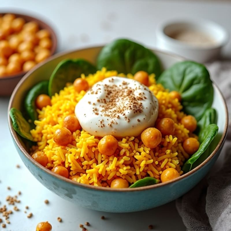 Fragrant Turmeric Basmati Rice Bowl with Roasted Chickpeas
