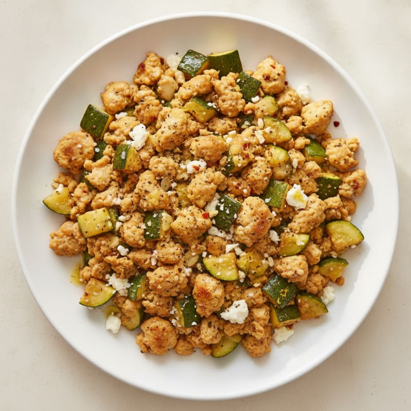 Zucchini Chicken Feta Skillet