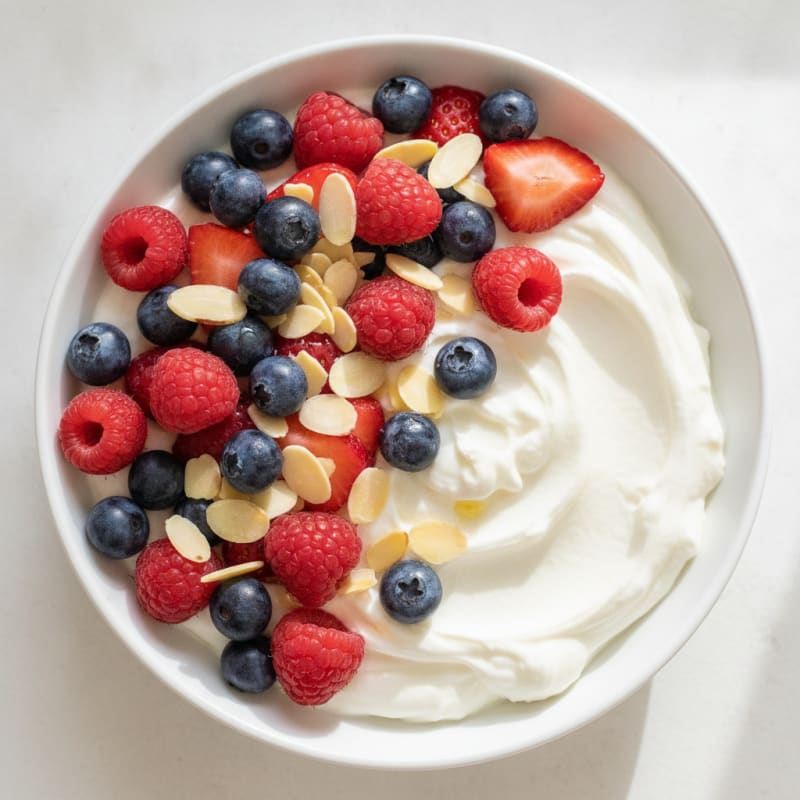 Creamy Greek Yogurt Protein Bowl with Mixed Berries and Almonds