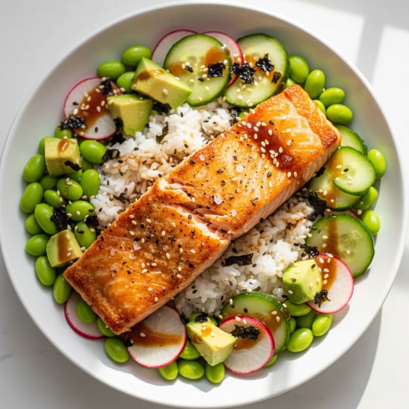 Crispy Pan-Seared Salmon Sushi Bowl