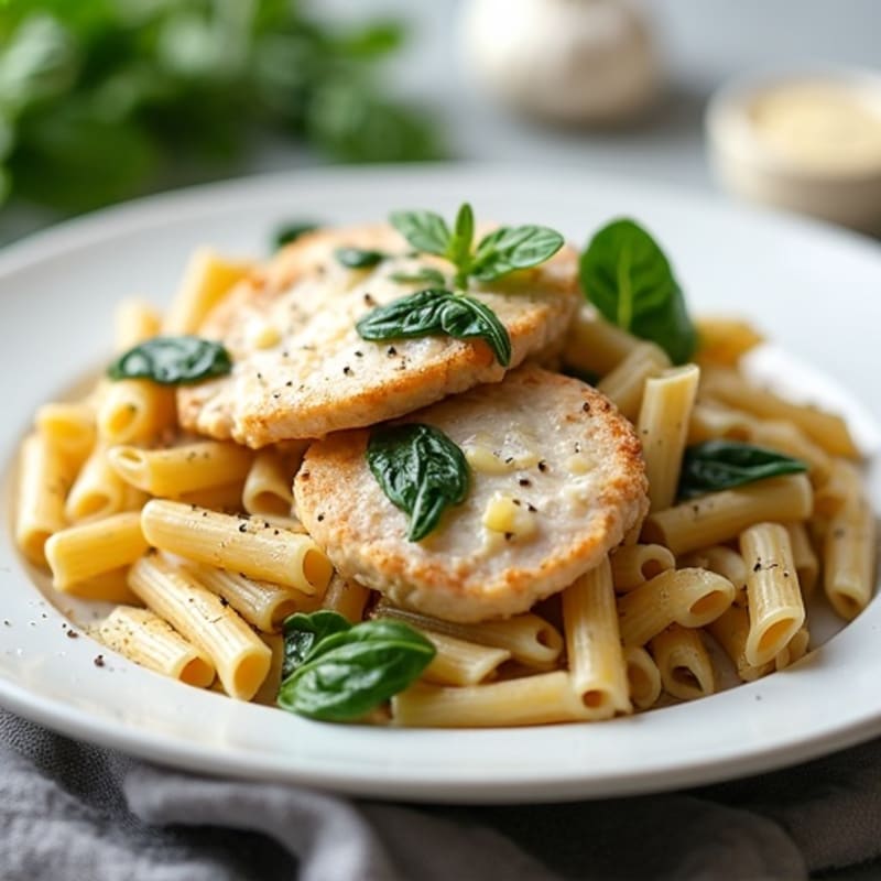 Healthy Creamy Garlic Parmesan Chicken Pasta