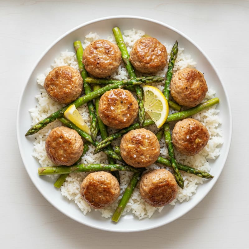 Sheet Pan Turkey Meatballs and Asparagus