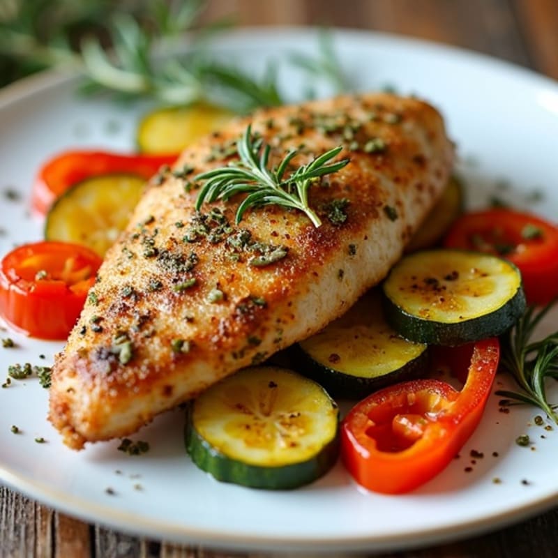 Herb-Crusted Pan Seared Chicken with Roasted Vegetables
