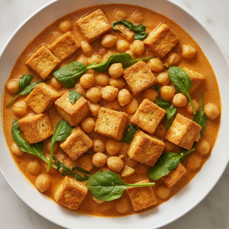 Baked Tofu and Chickpea Curry