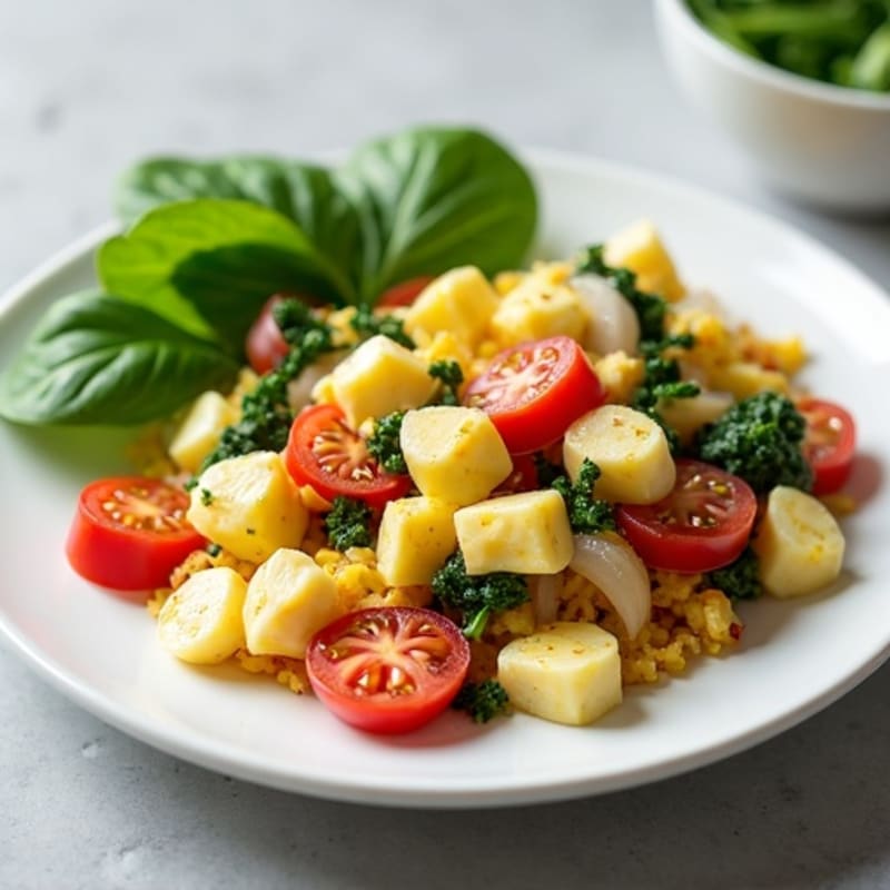 Egg White Veggie Scramble with Cottage Cheese