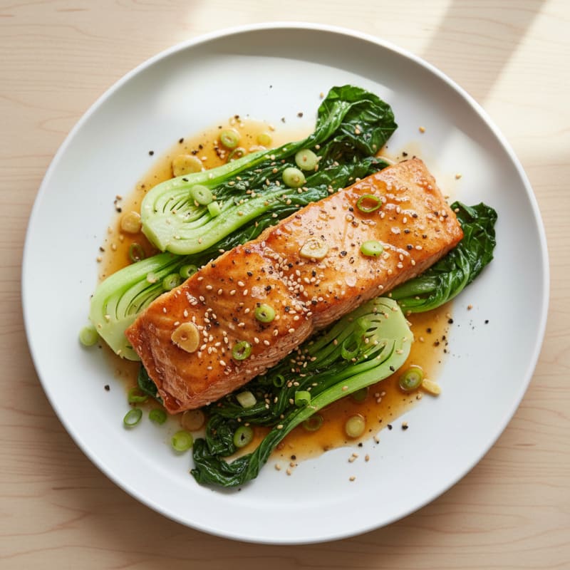 Sesame-Ginger Glazed Salmon with Bok Choy