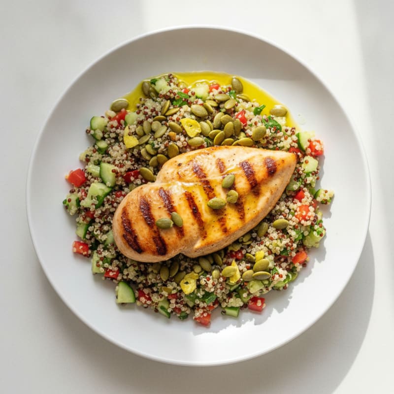 Grilled Chicken Breast with Crunchy Quinoa Salad