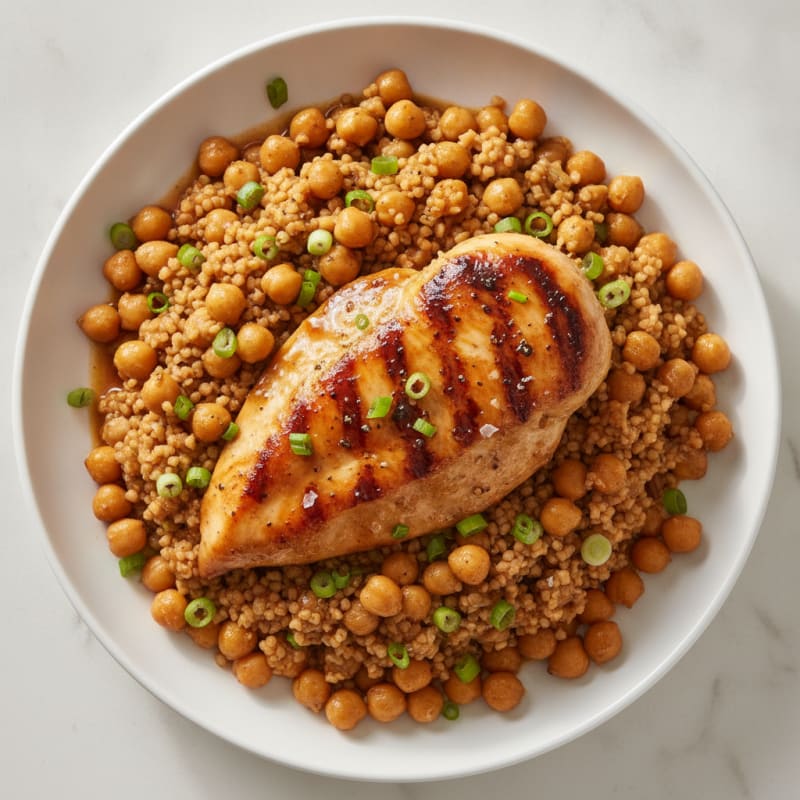 Soy-Glazed Chicken and Chickpea Bulgur