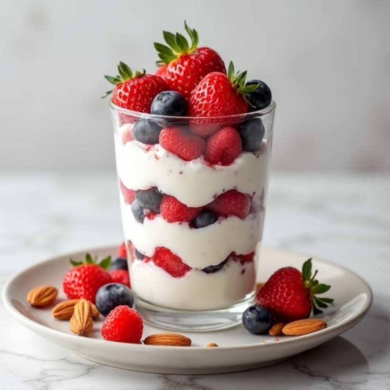 Greek Yogurt Protein Parfait with Berries and Almonds
