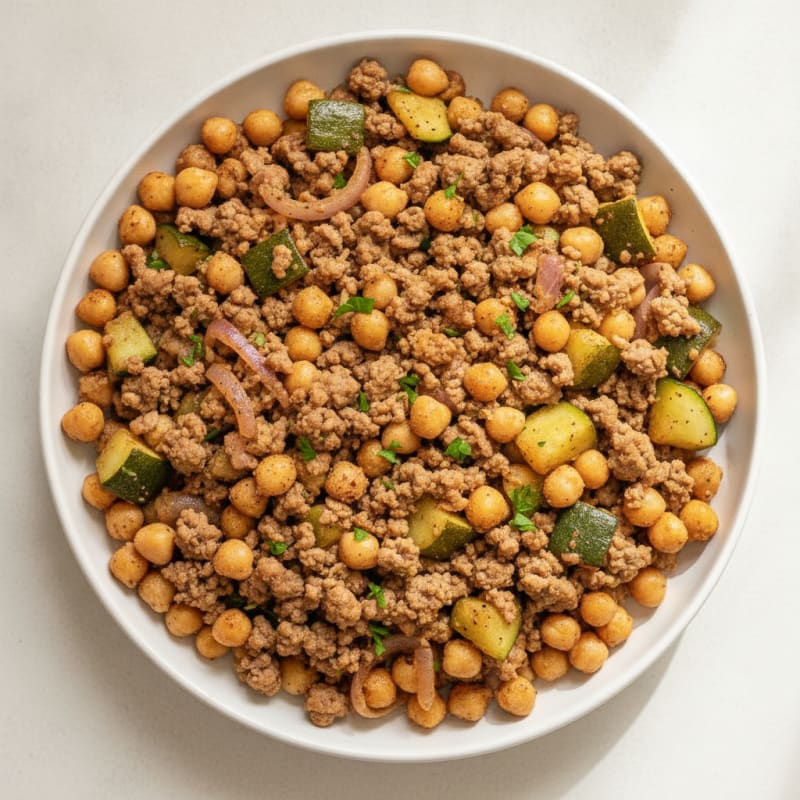 Ground Lamb and Vegetable Skillet
