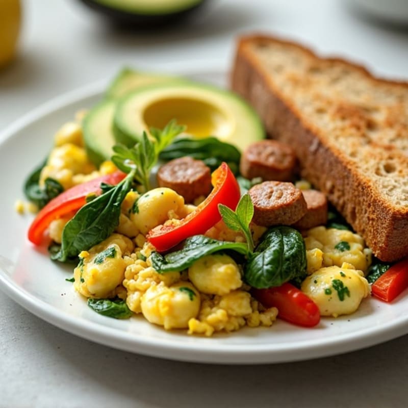Egg White Scramble with Spinach and Turkey Sausage