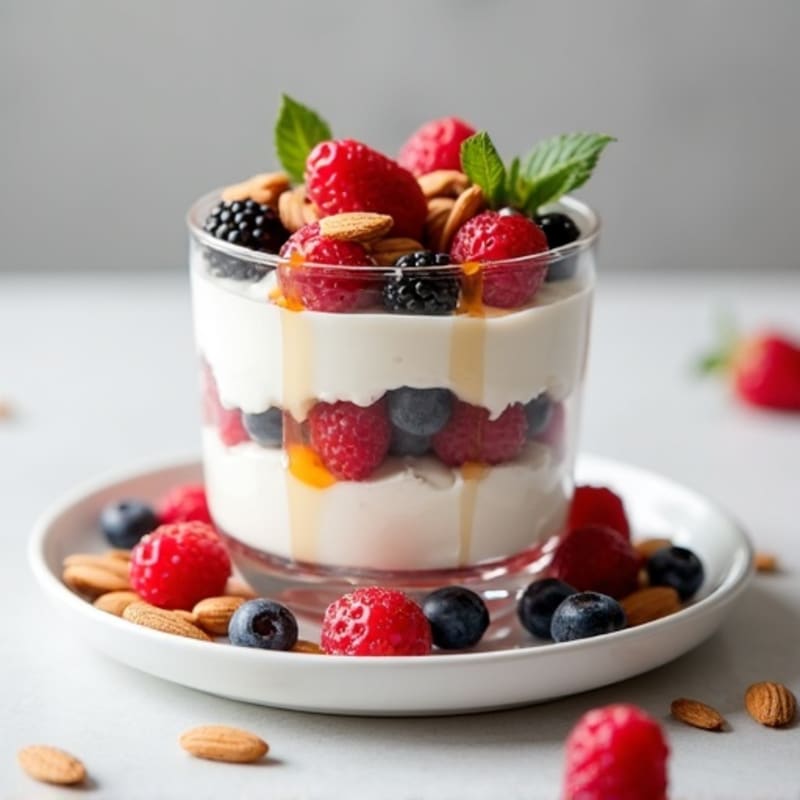 Greek Yogurt Protein Parfait with Berries and Almonds
