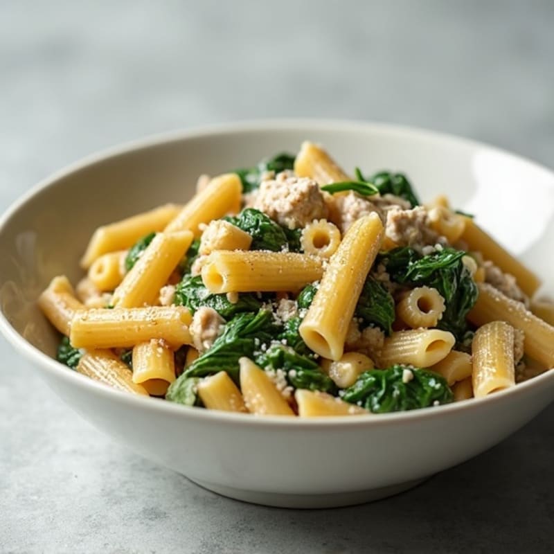 Creamy Ground Turkey and Spinach Pasta