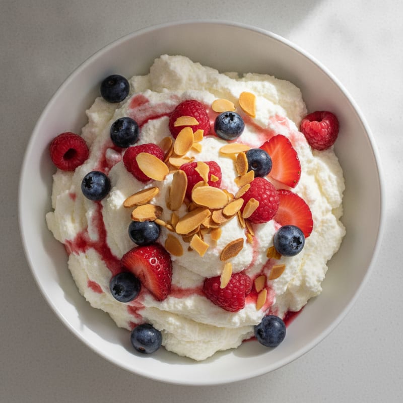 Greek Yogurt Protein Mousse with Mixed Berries