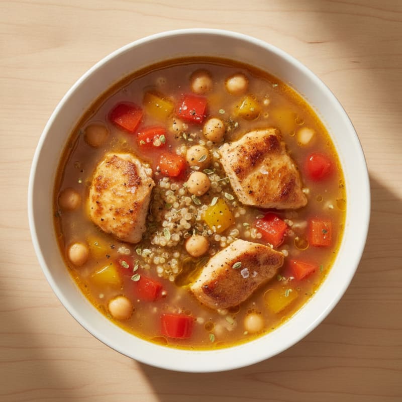Chicken Quinoa Soup with Bell Peppers