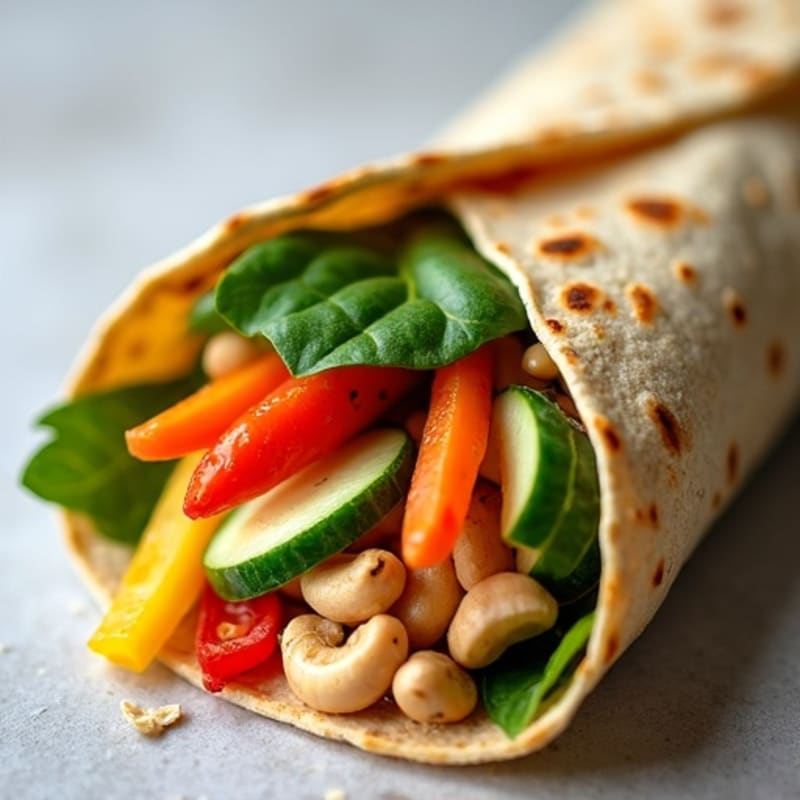 Crunchy Rainbow Vegetable Wrap with Herb-Cashew Spread