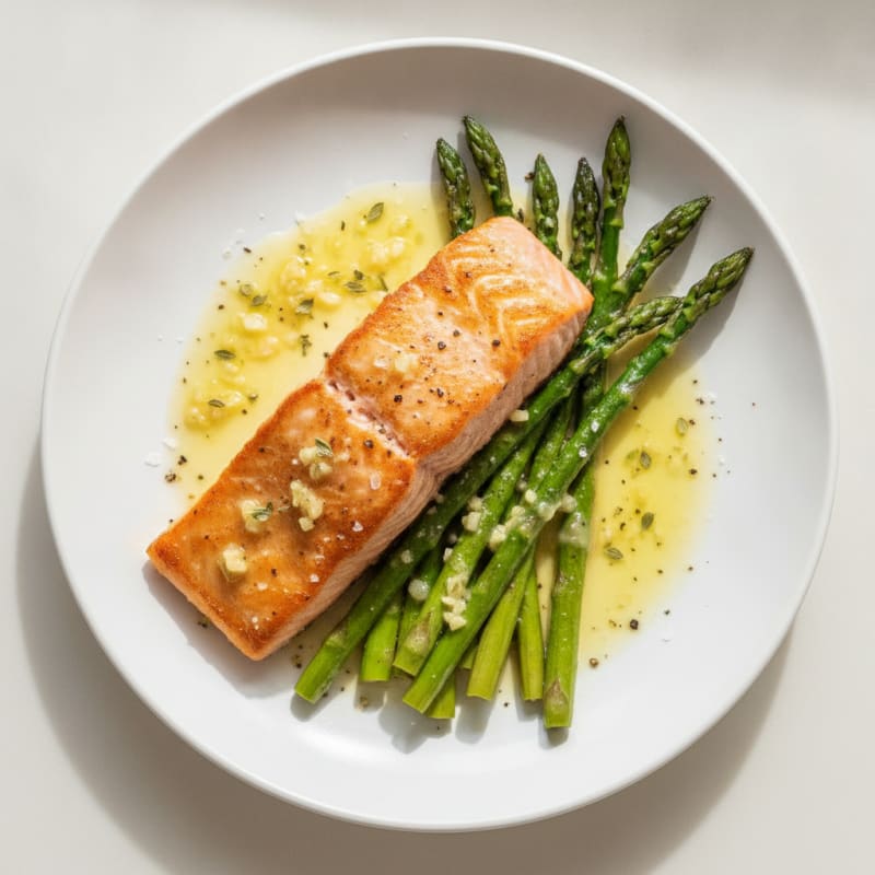Pan-Seared Salmon with Roasted Asparagus