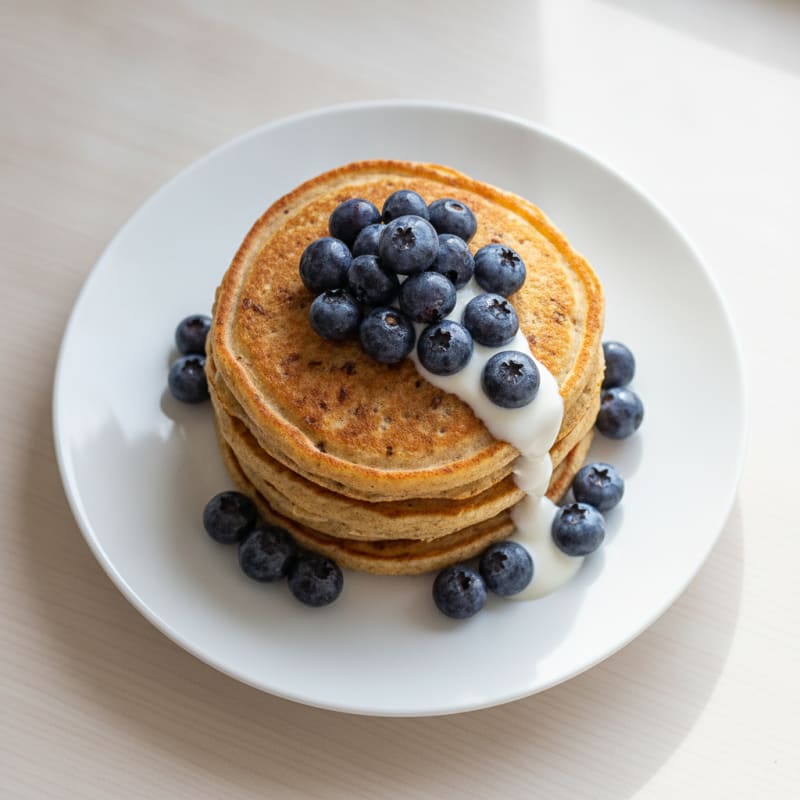 Single-Serve Protein Oat Pancakes with Blueberries