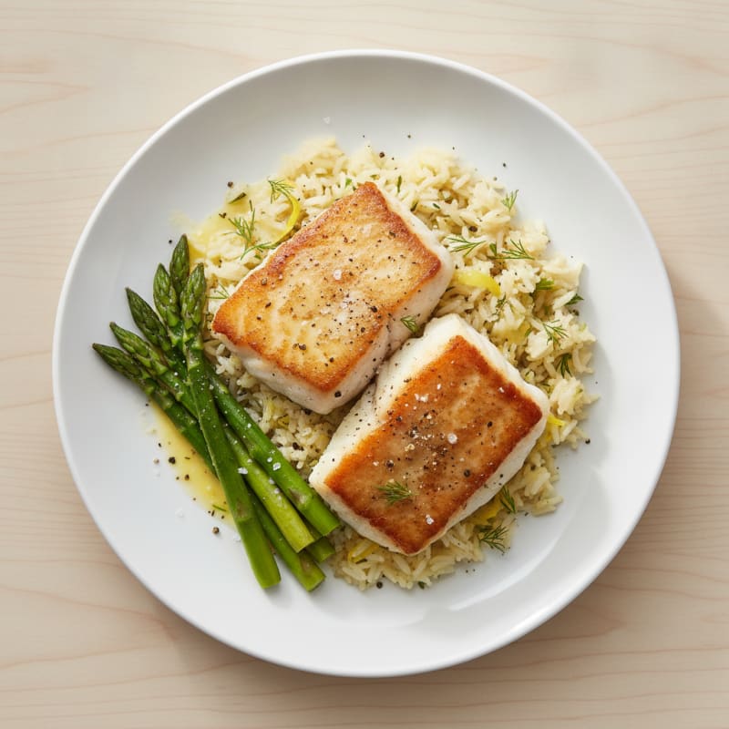 Pan-Seared Haddock with Lemon-Dill Rice