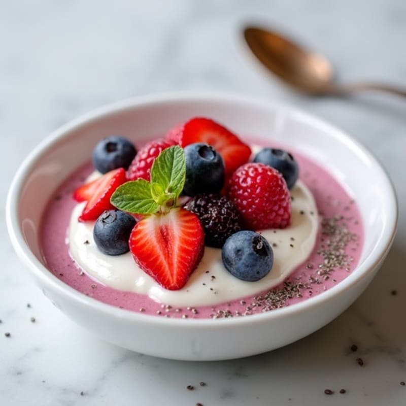 Greek Yogurt Protein Mousse with Mixed Berries