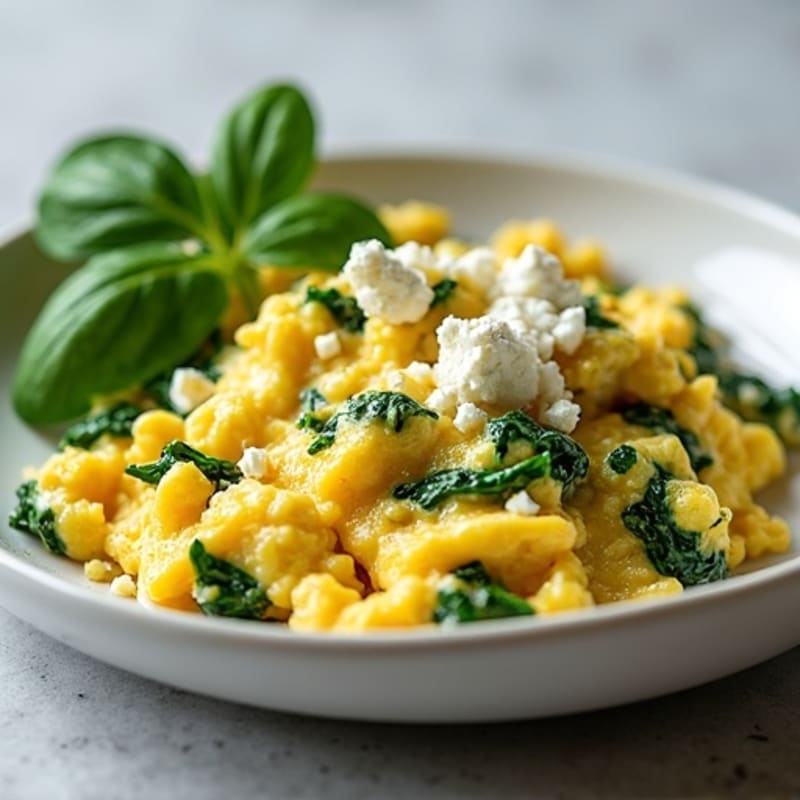 Creamy Spinach Feta Scrambled Eggs