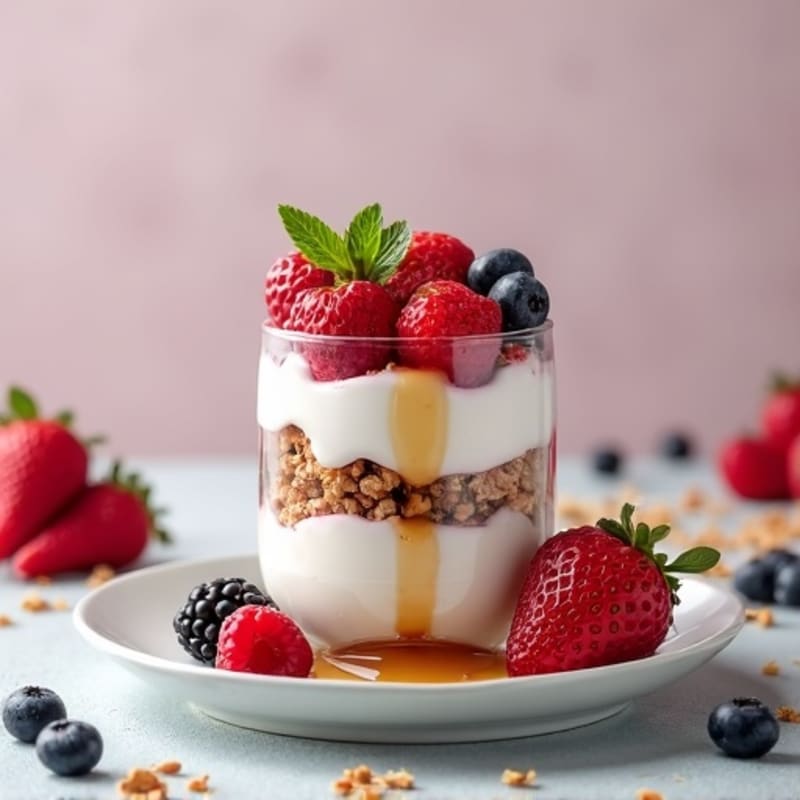 Greek Yogurt Protein Parfait with Mixed Berries