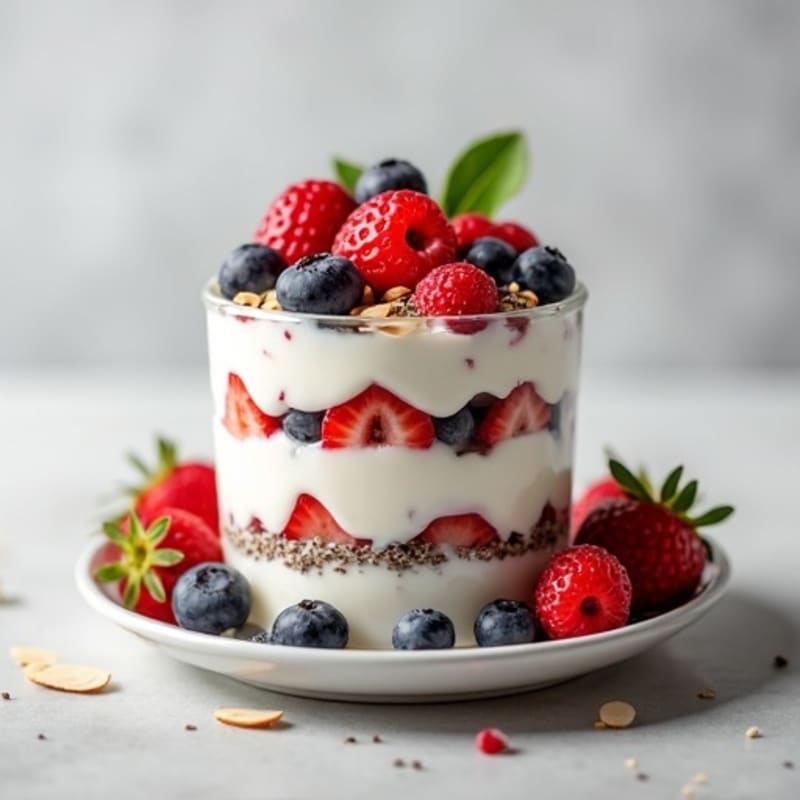 Creamy Greek Yogurt Parfait with Mixed Berries and Almonds