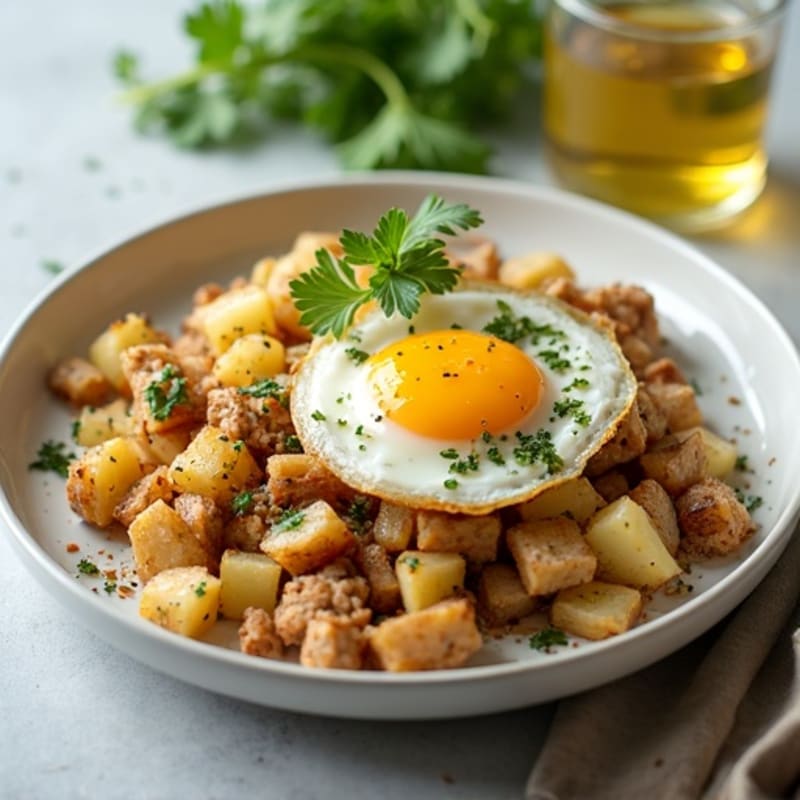 Herb-Seasoned Ground Chicken and Crispy Potato Hash