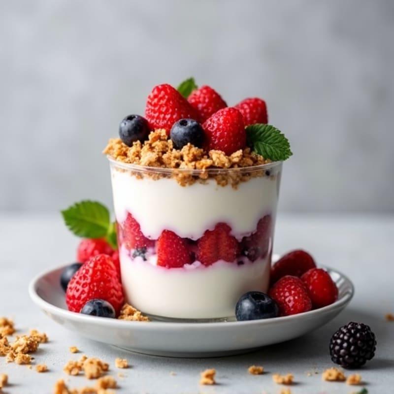 Greek Yogurt Parfait with Mixed Berries and Almond Butter