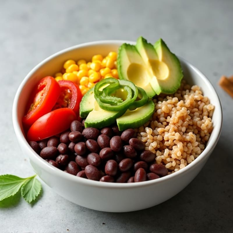 Hearty Black Bean Burrito Bowl with Fresh Avocado