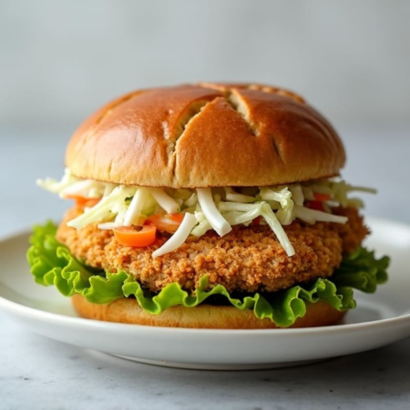 Crispy Baked Chicken Sandwich with Greek Yogurt Slaw