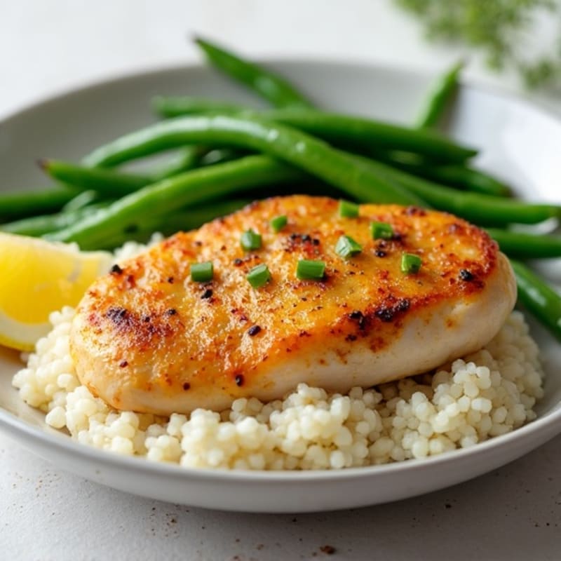 Lemon Garlic Pan-Seared Chicken with Roasted Green Beans