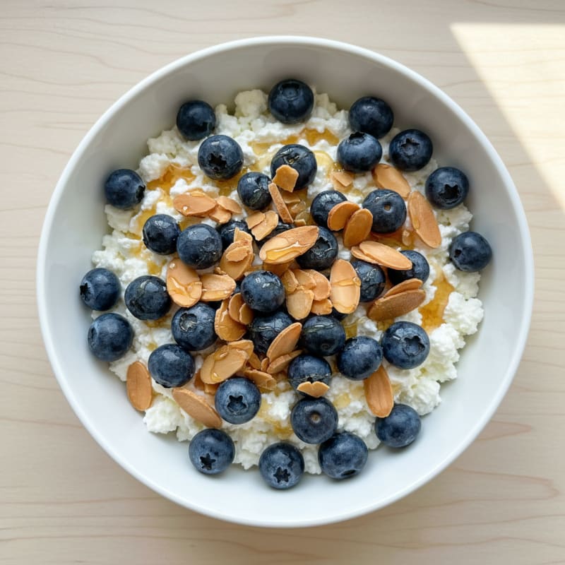 Cottage Cheese Berry Bowl with Sliced Almonds