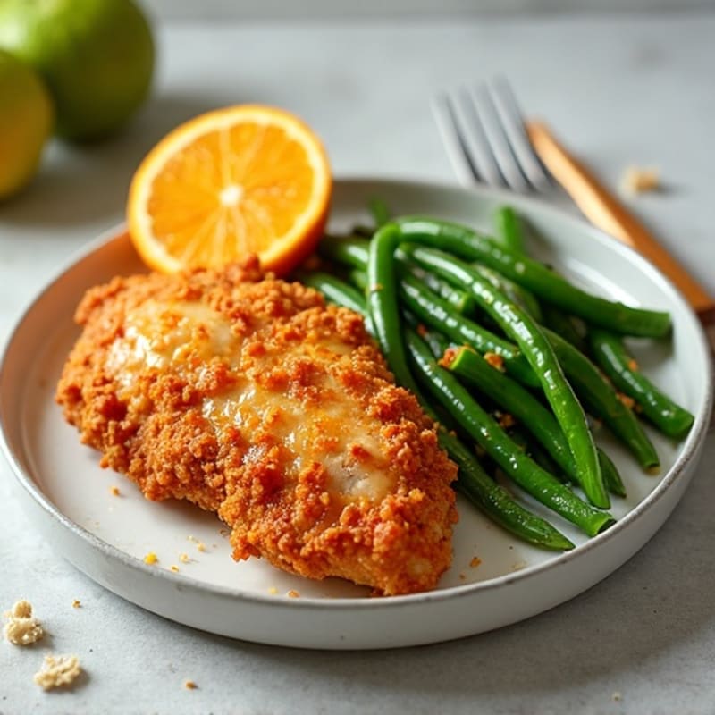 Healthy Crispy Orange Chicken with Roasted Green Beans