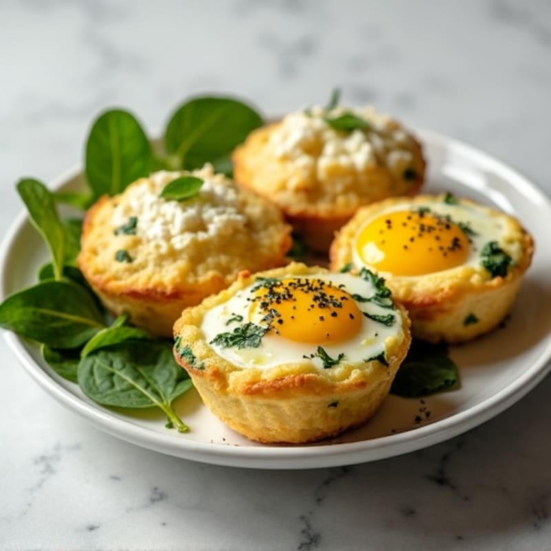 Fluffy Baked Egg Bites with Spinach and Feta