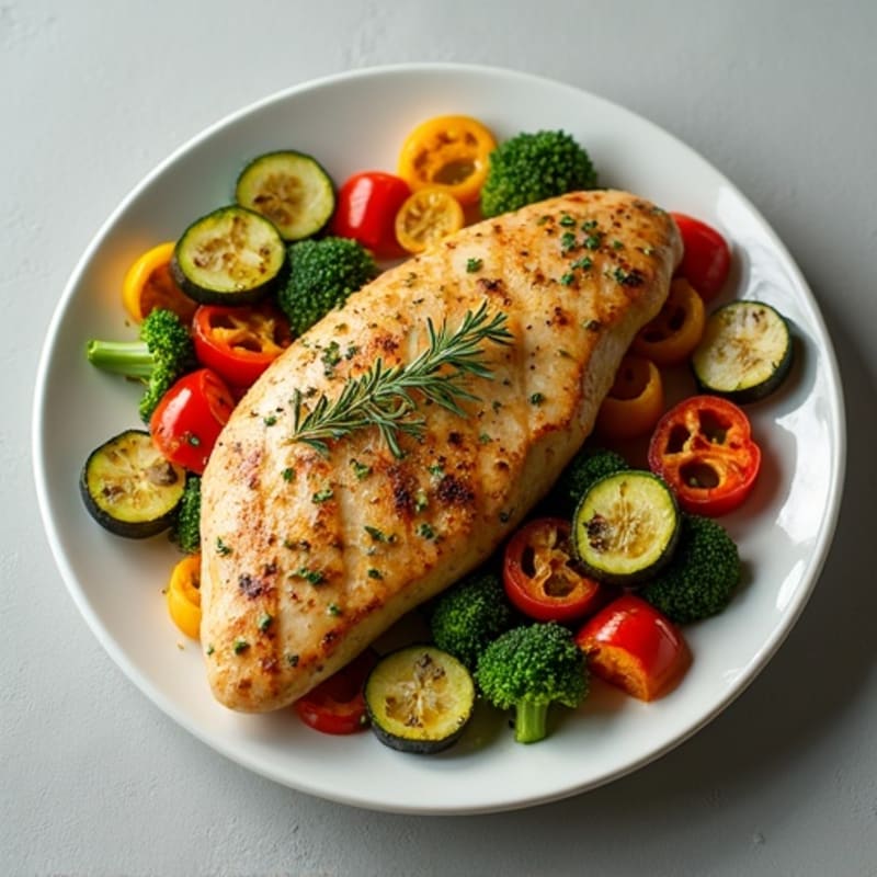 Herb-Crusted Pan Seared Chicken with Roasted Vegetables