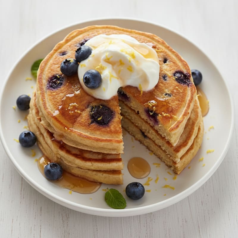 Blueberry Ricotta Pancakes with Lemon Zest