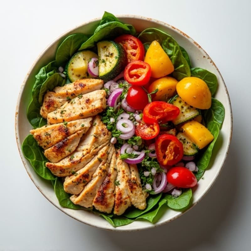 Herb-Spiced Chicken Shawarma Bowl with Roasted Vegetables