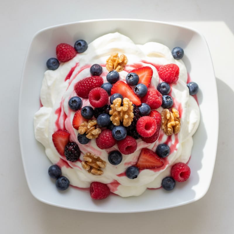 Silky Greek Yogurt Protein Mousse with Mixed Berries