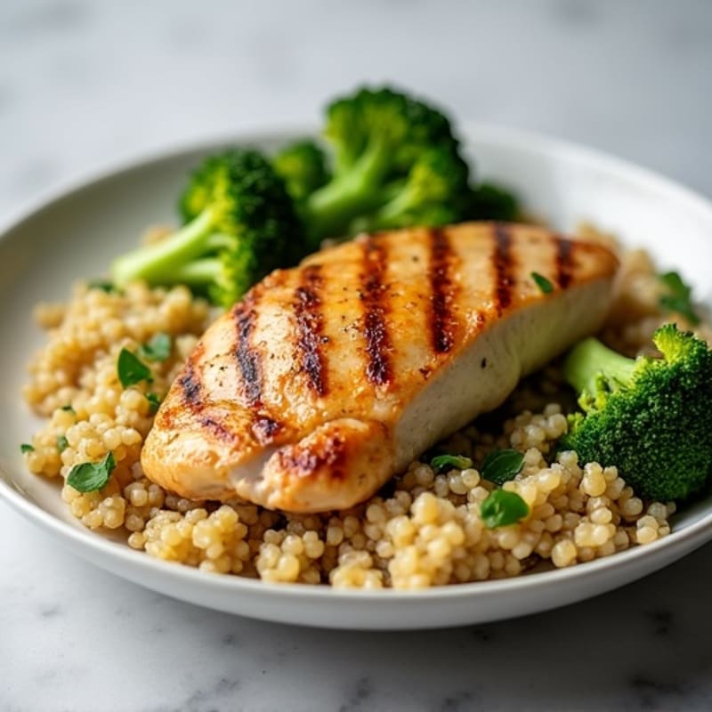 Grilled Chicken Breast with Roasted Broccoli and Quinoa