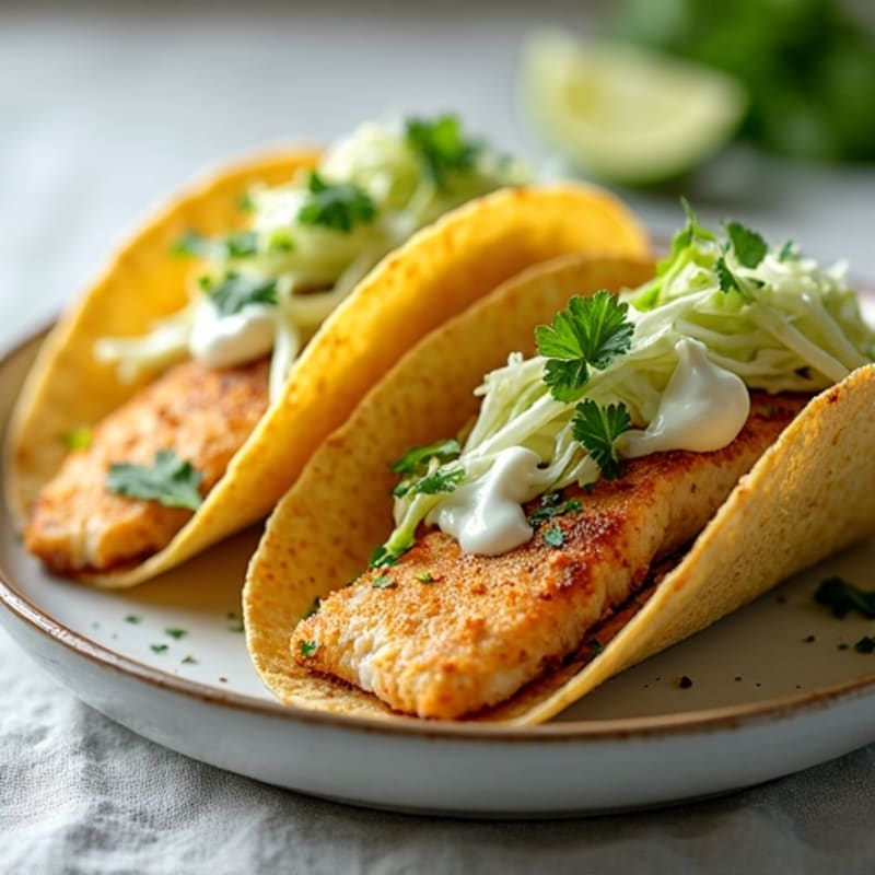 Crispy Baked Fish Tacos with Fresh Cabbage Slaw