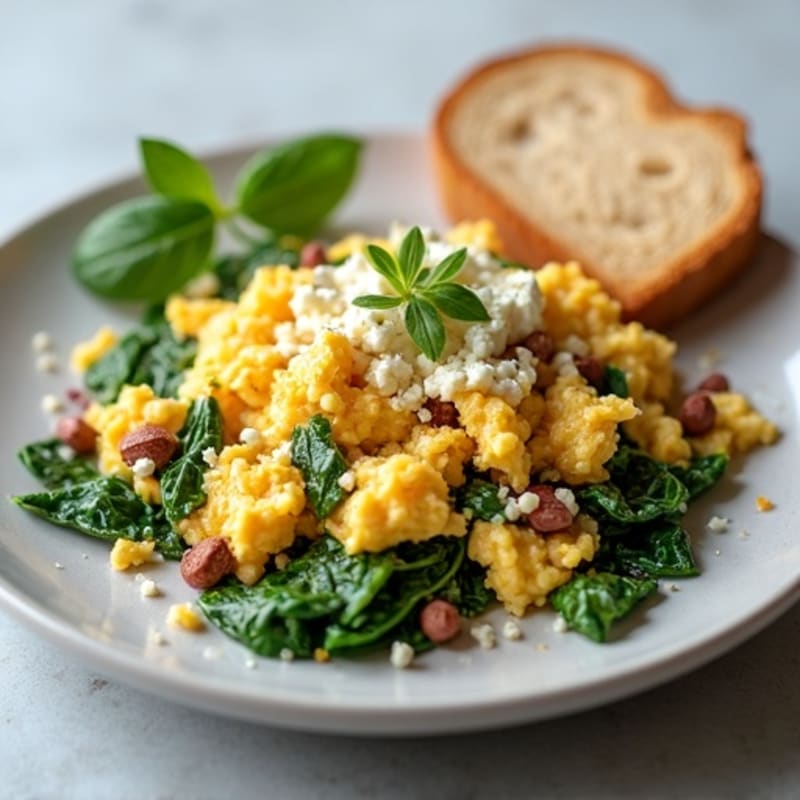Egg White and Turkey Sausage Scramble with Spinach and Feta