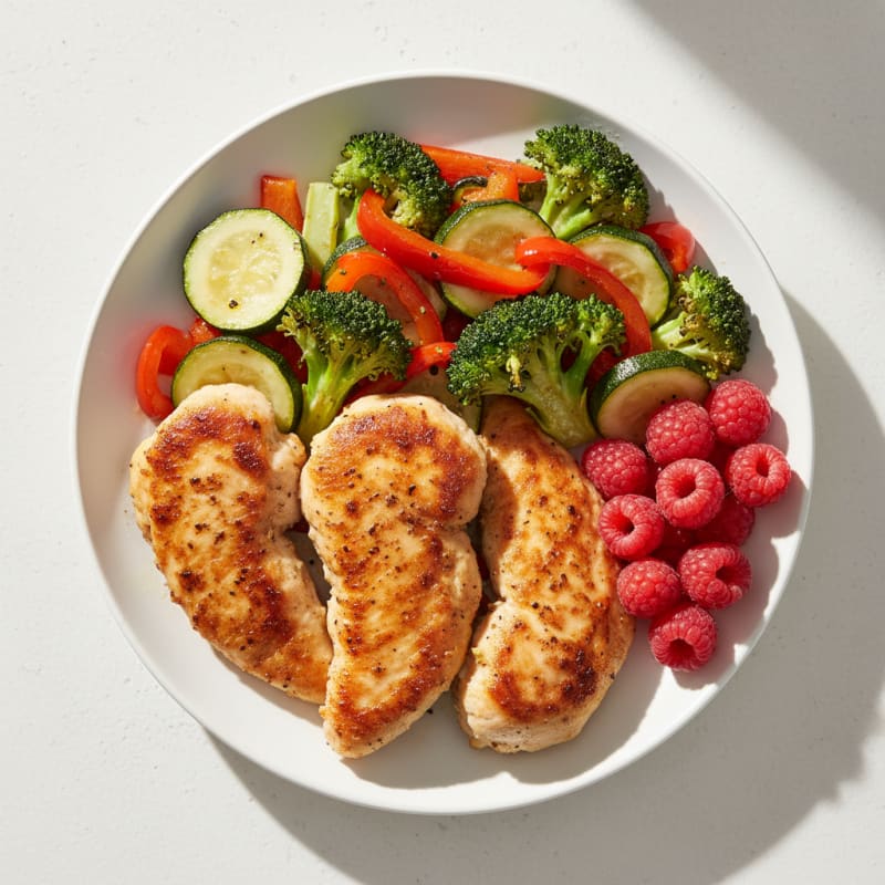 Seared Chicken Tenders with Roasted Mixed Vegetables