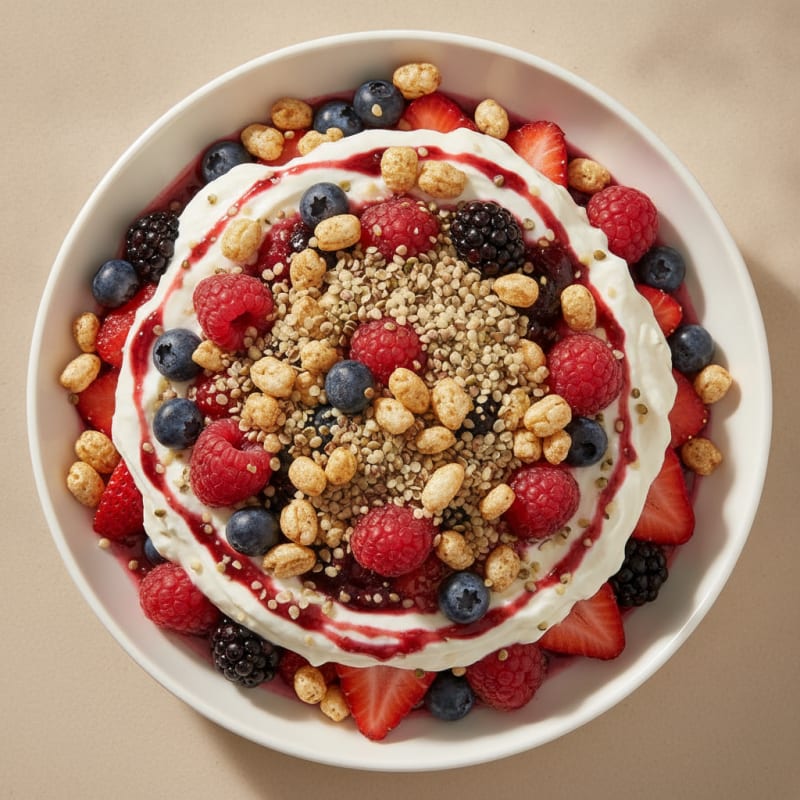 Greek Yogurt Protein Parfait with Mixed Berries