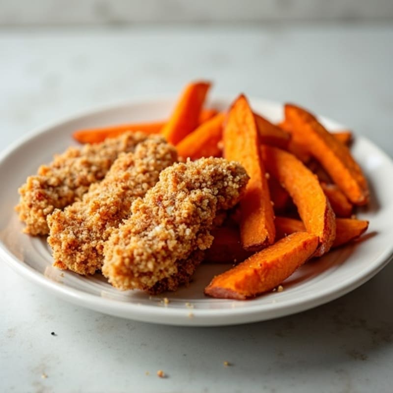 Crispy Baked Chicken Tenders with Sweet Potato Fries