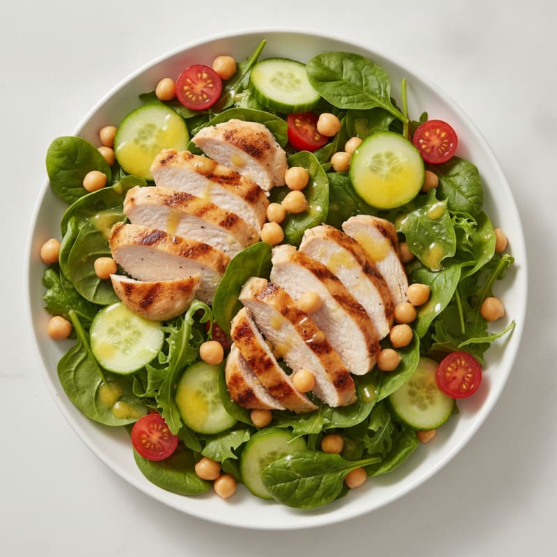 Grilled Turkey Breast Salad with Chickpeas and Lemon Vinaigrette