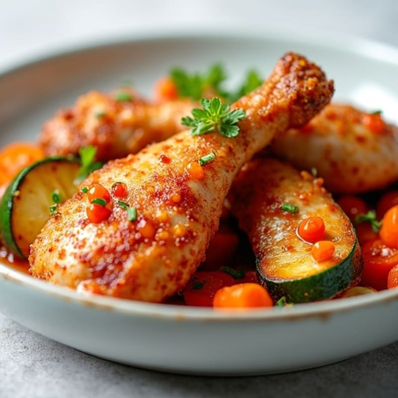 Crispy Sweet and Sour Chicken with Roasted Vegetables